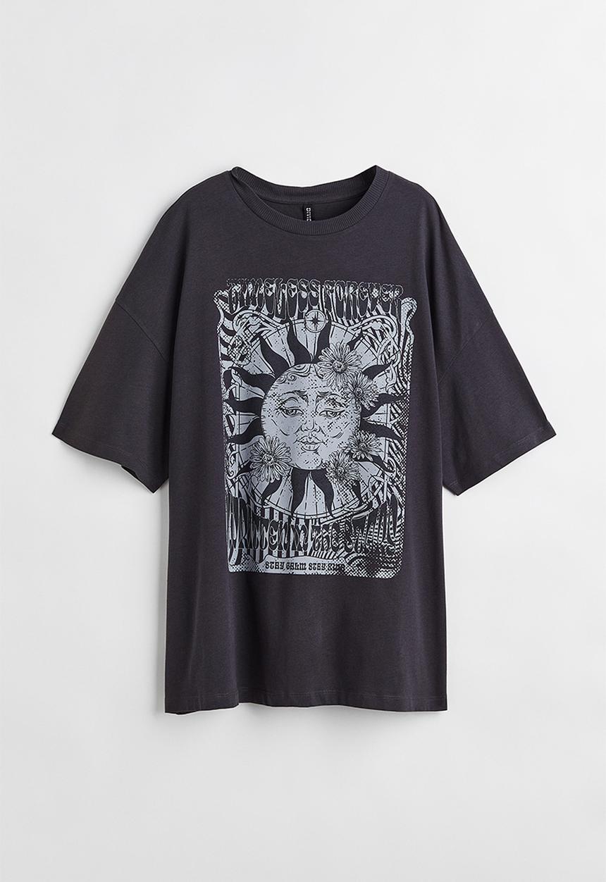 H&M - Oversized printed T-shirt - black