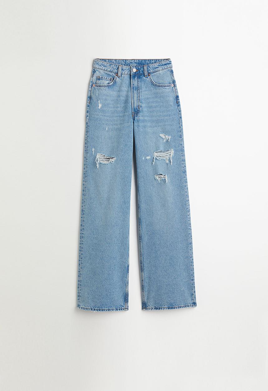 H&M - Wide high jeans - light denim blue