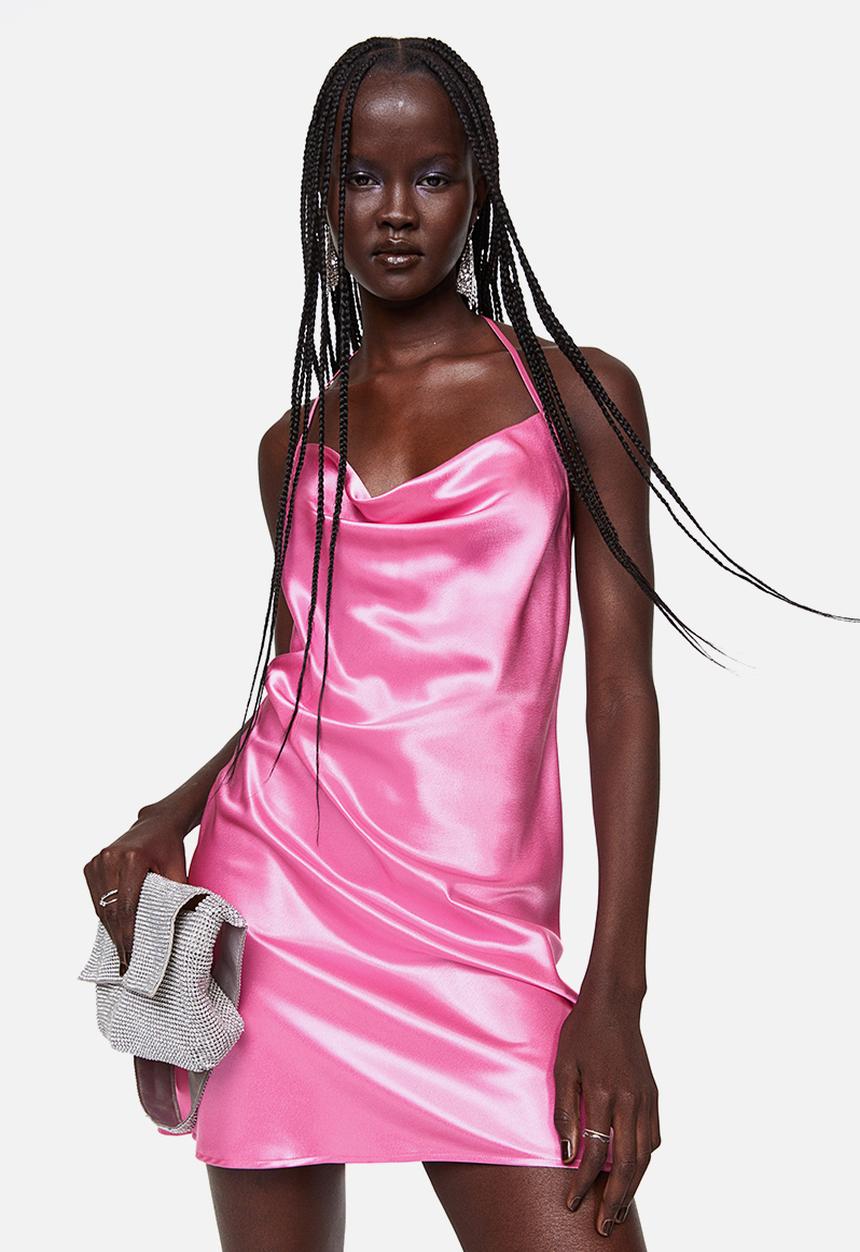 H&M - Short satin dress - cerise