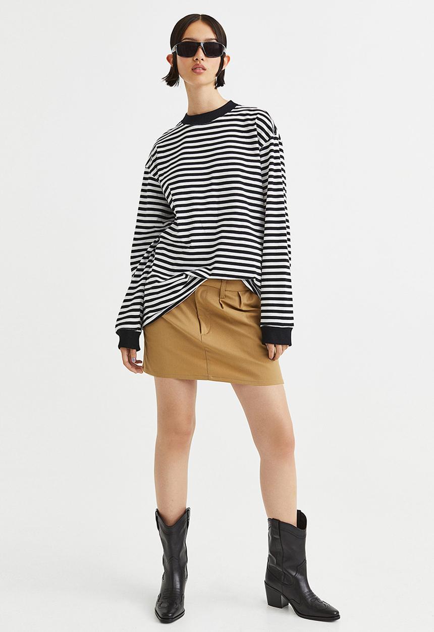 H&M - Long-sleeved jersey top - black/striped
