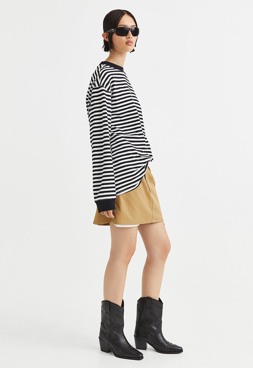 H&M - Long-sleeved jersey top - black/striped