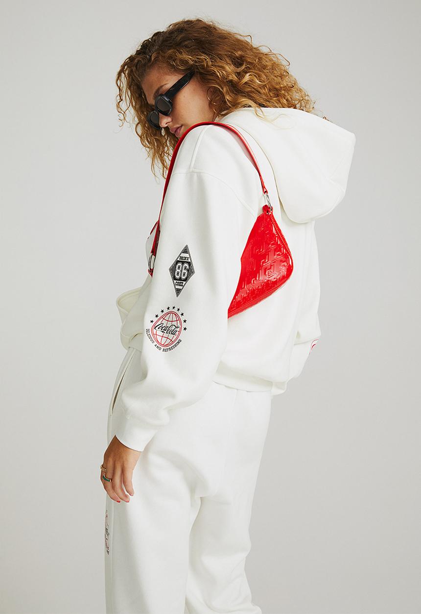 H&M - Oversized printed hoodie - white/coca-cola
