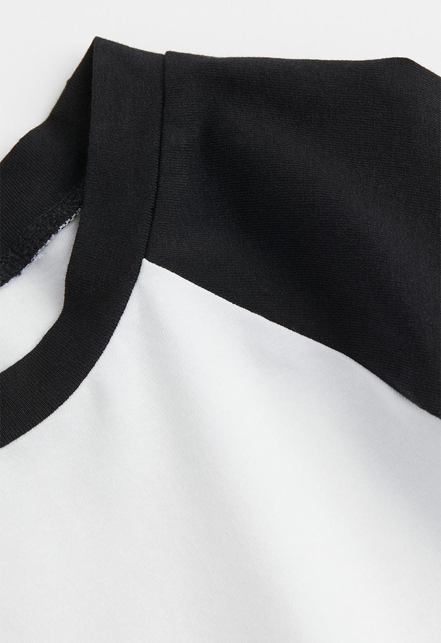 H&M - Cropped T-shirt - white/black