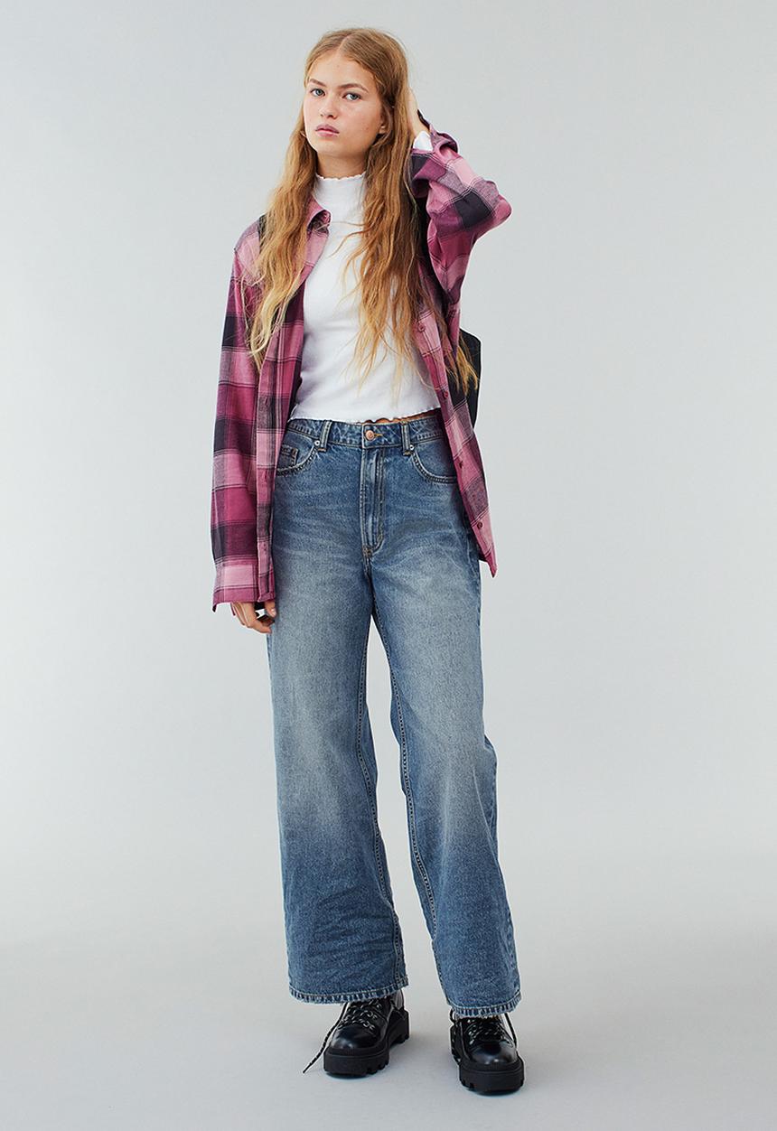 H&M - Wide high jeans - denim blue