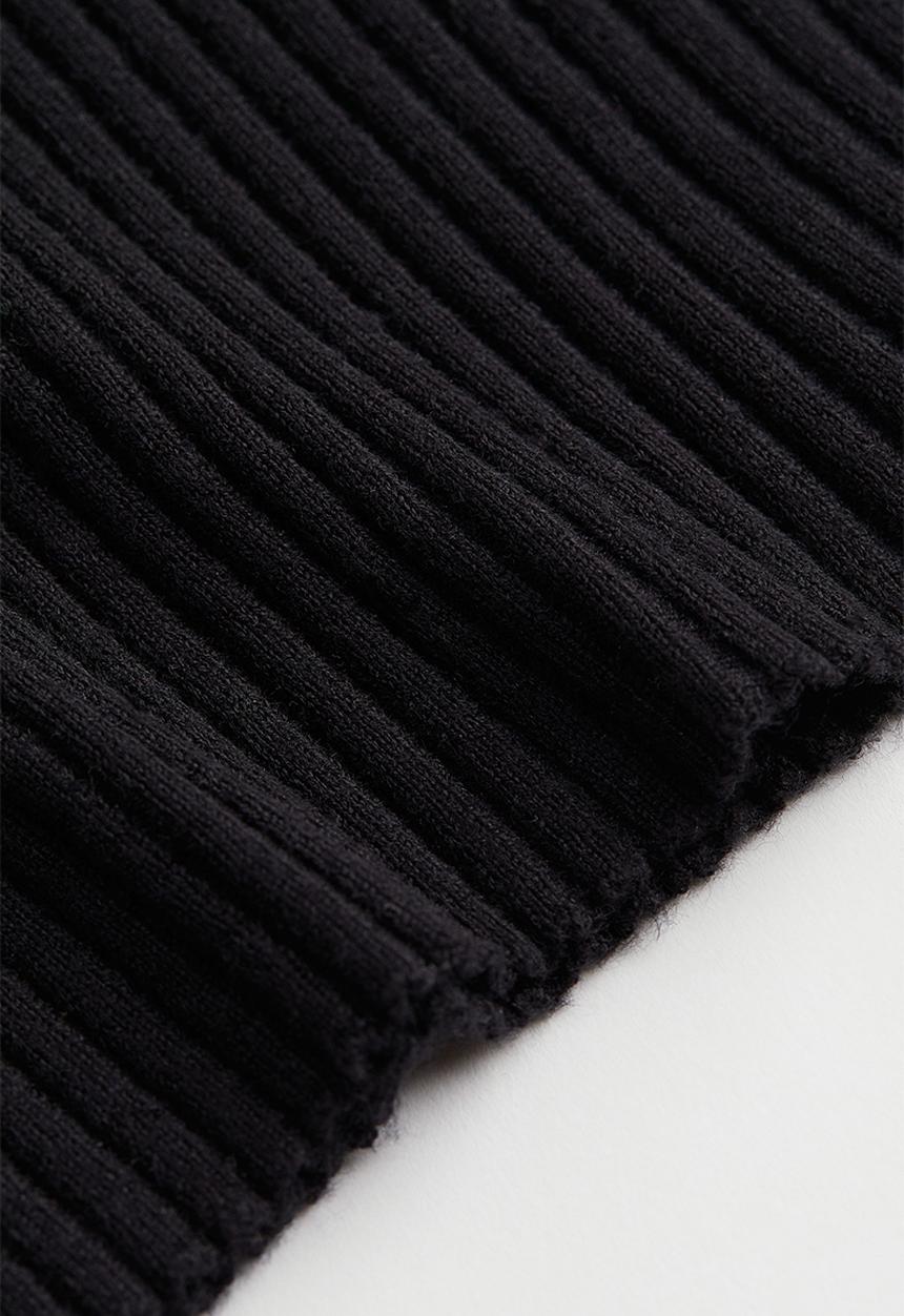 H&M - Collared rib-knit top - black