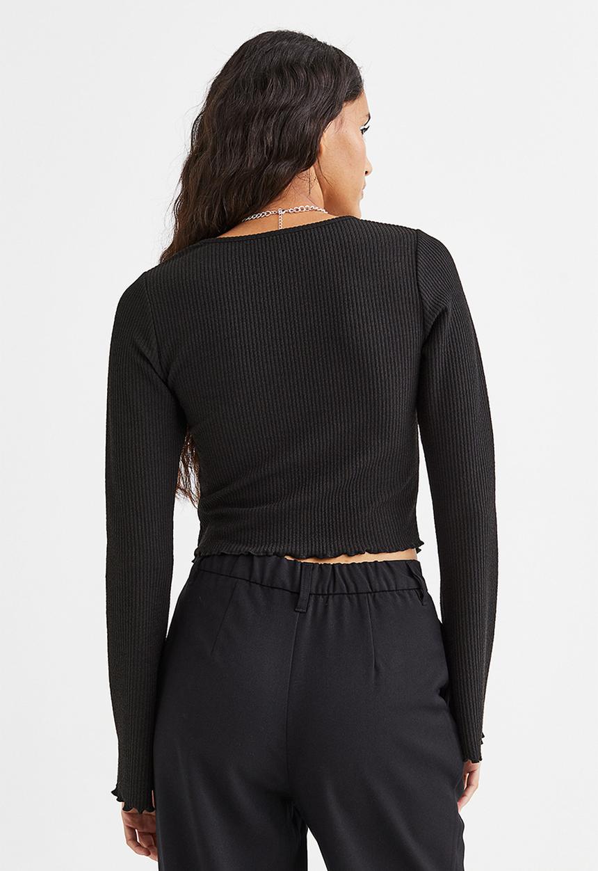 H&M - V-neck long-sleeved top - black