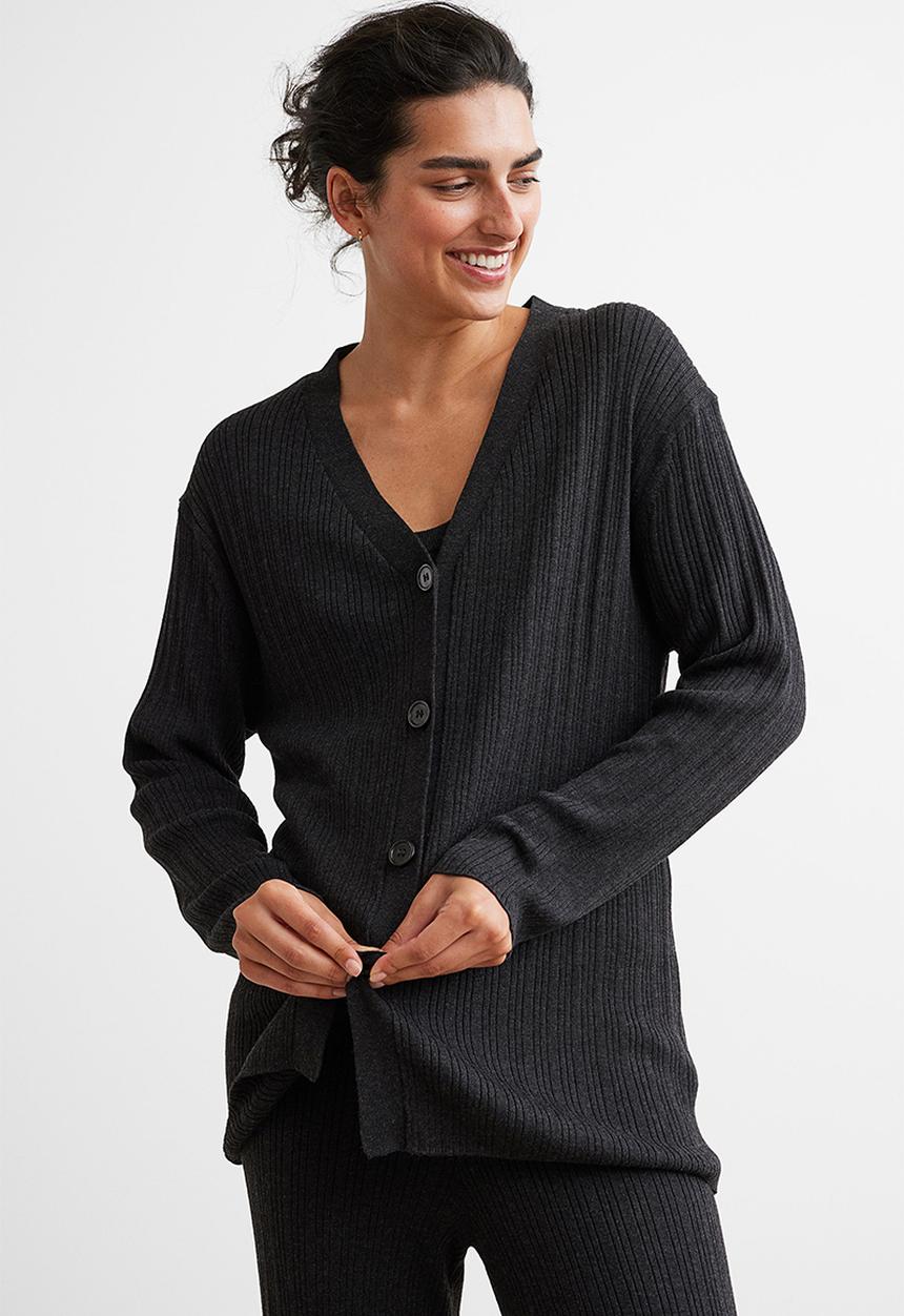 H&M - Rib-knit cardigan - dark grey