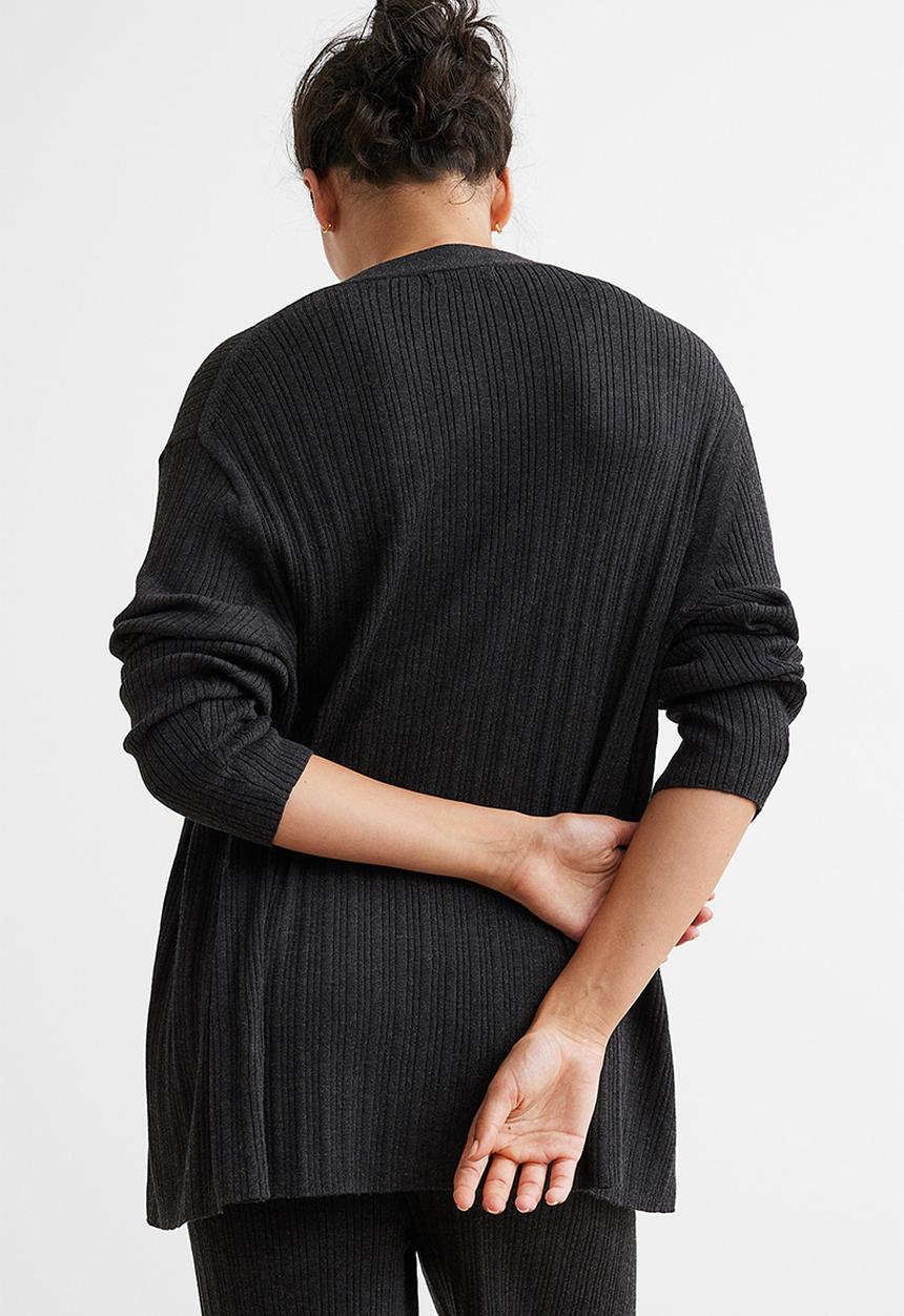 H&M - Rib-knit cardigan - dark grey