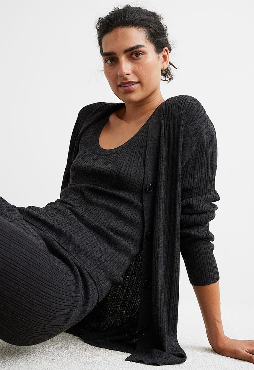 H&M - Rib-knit cardigan - dark grey