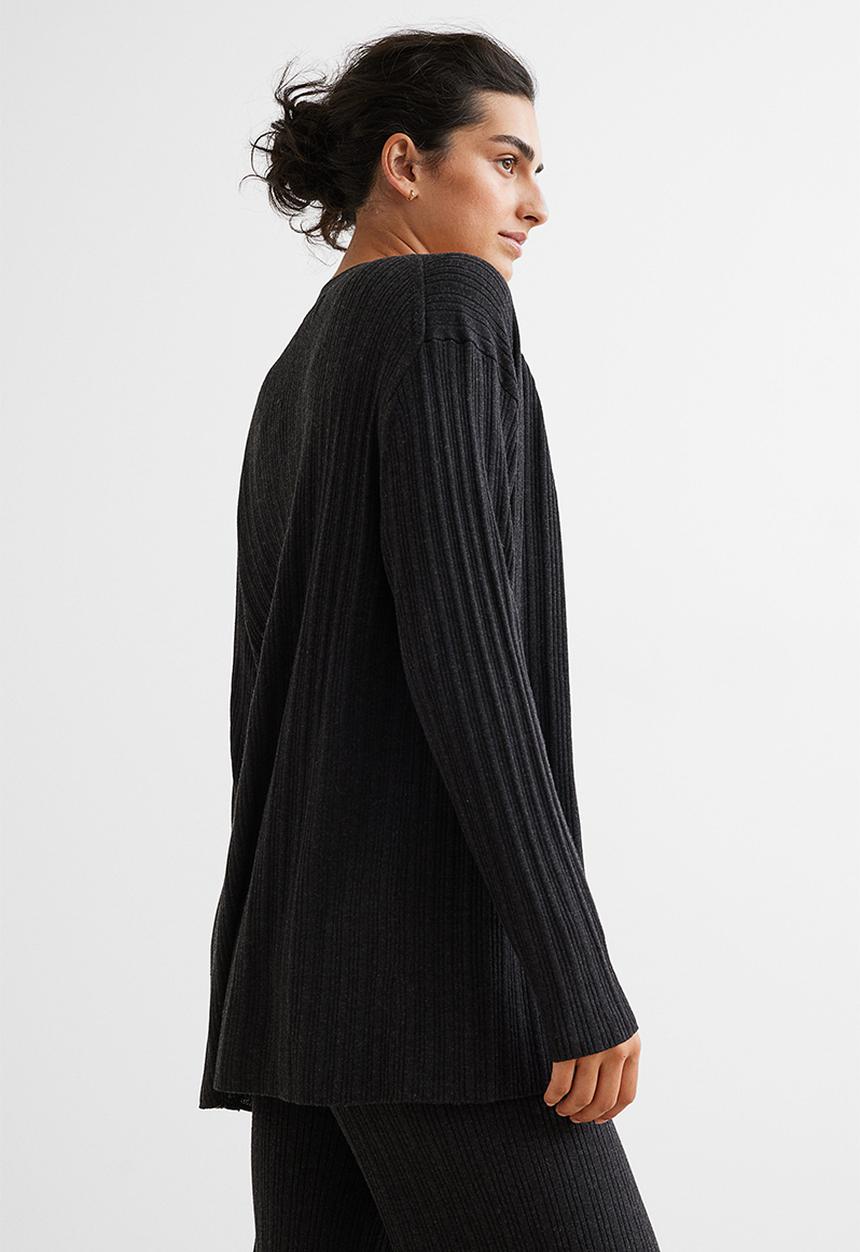 H&M - Rib-knit cardigan - dark grey