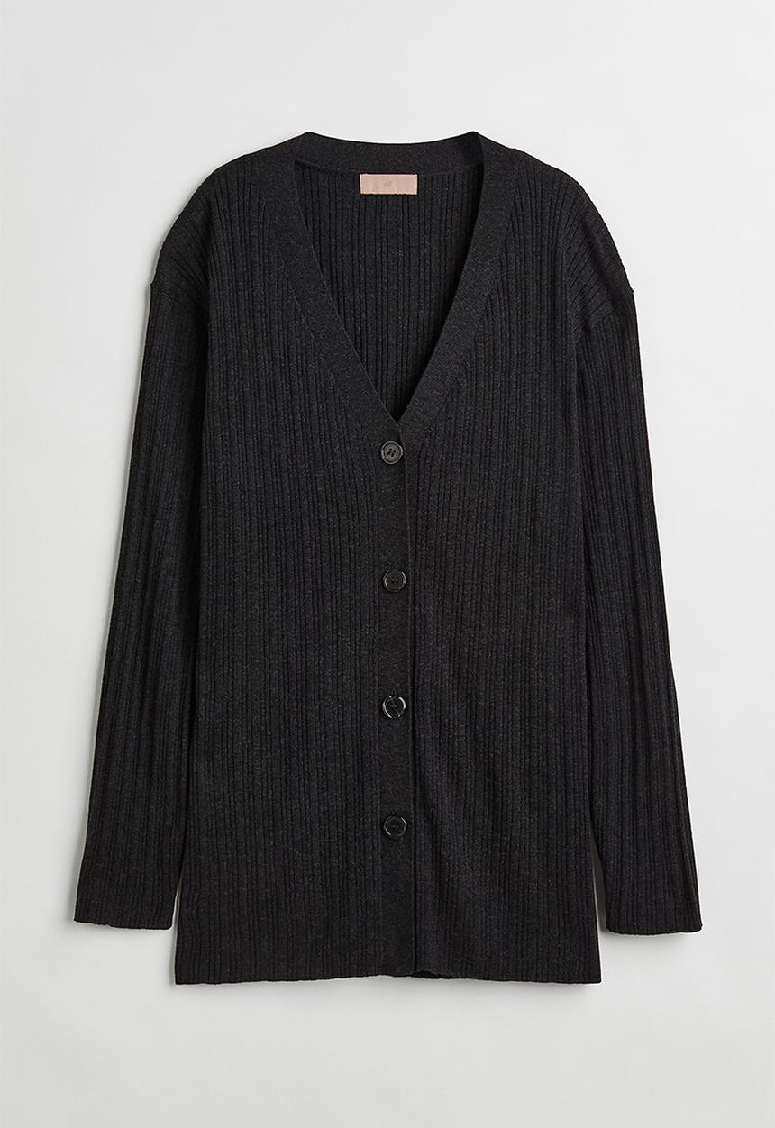 H&M - Rib-knit cardigan - dark grey