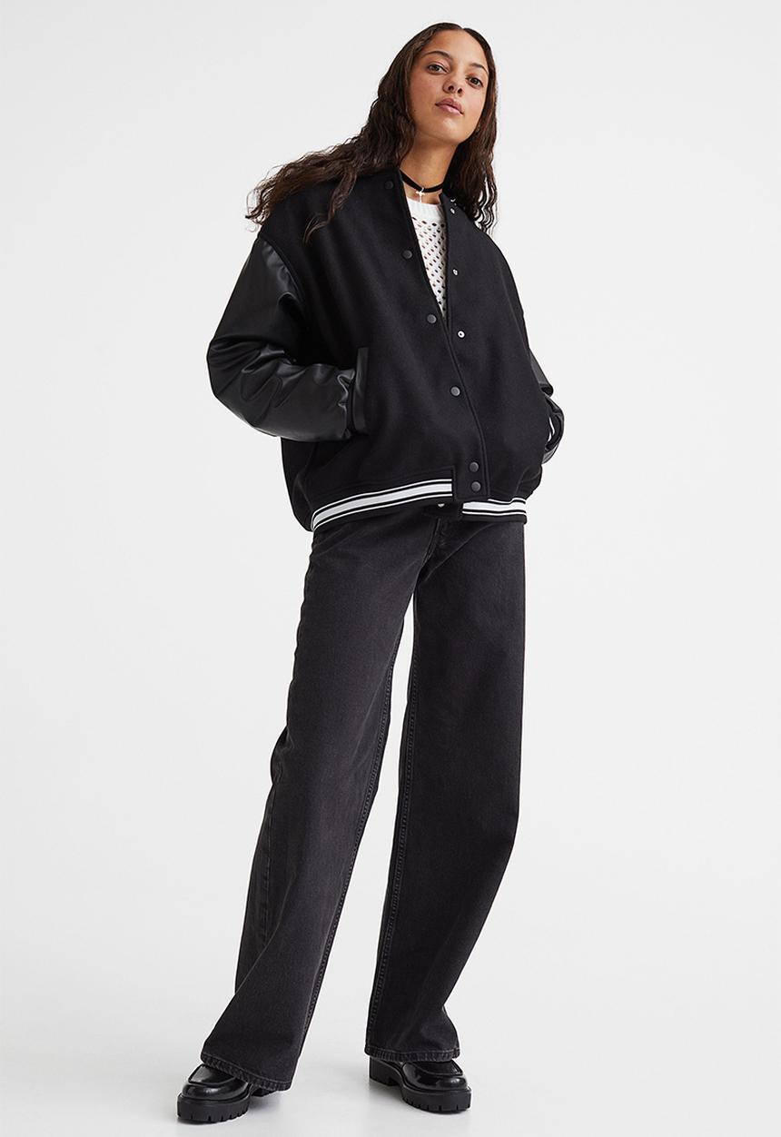 H&M - Wide high jeans - black