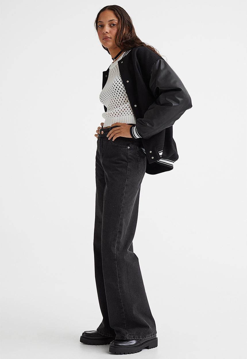 H&M - Wide high jeans - black