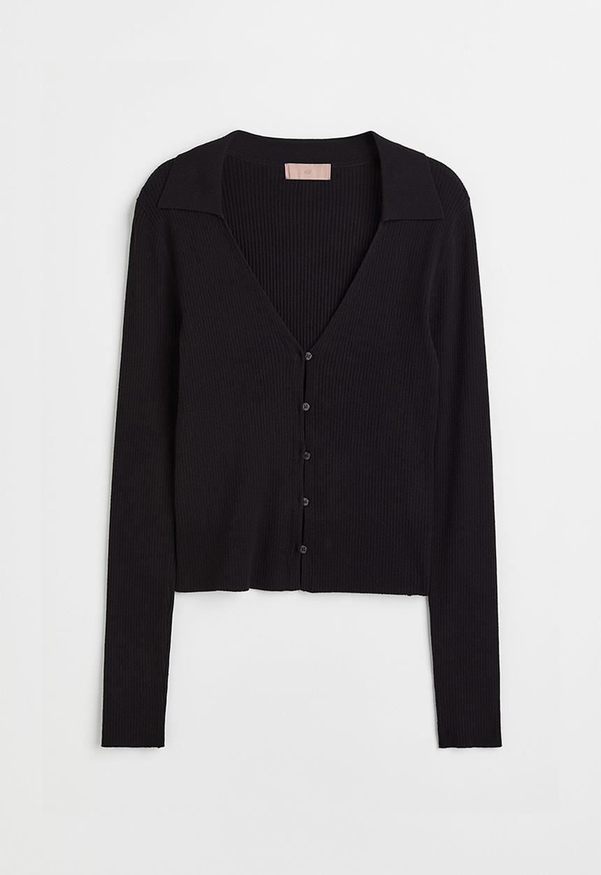 H&M - Rib-knit cardigan - black 