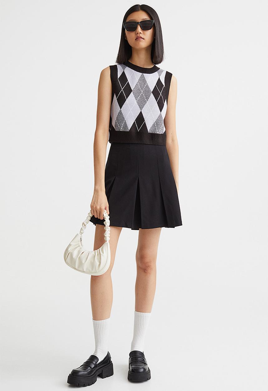 H&M - Jacquard-knit sweater vest - light purple/argyle pattern