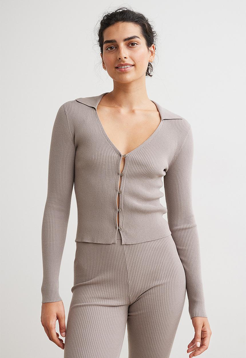 H&M - Rib-knit cardigan - greige 