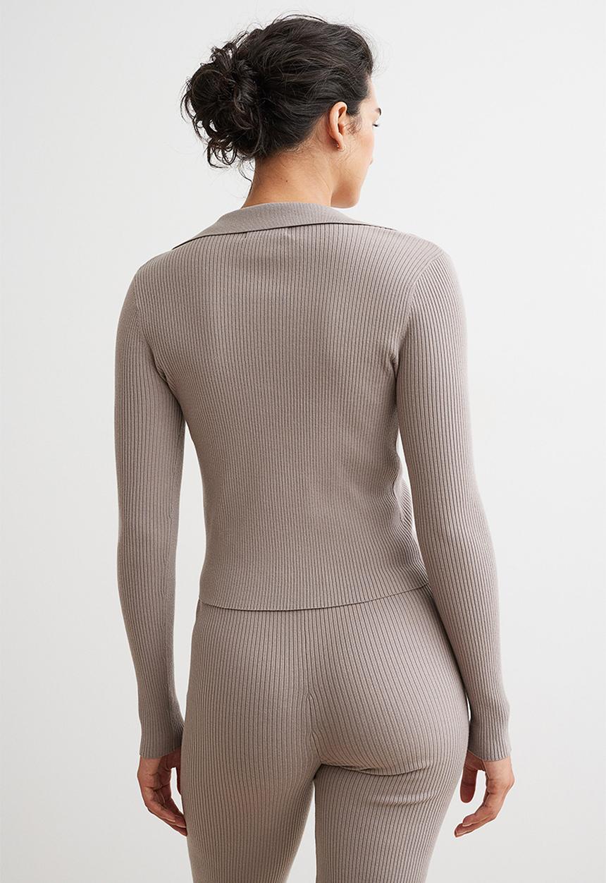 H&M - Rib-knit cardigan - greige 