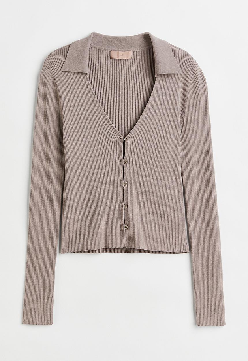 H&M - Rib-knit cardigan - greige 