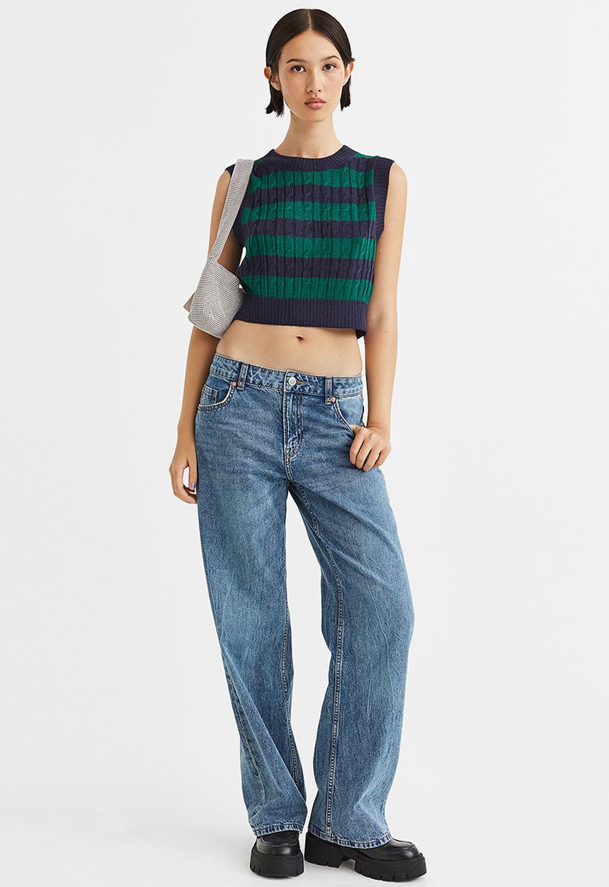 H&M - Jacquard-knit sweater vest - dark blue/striped