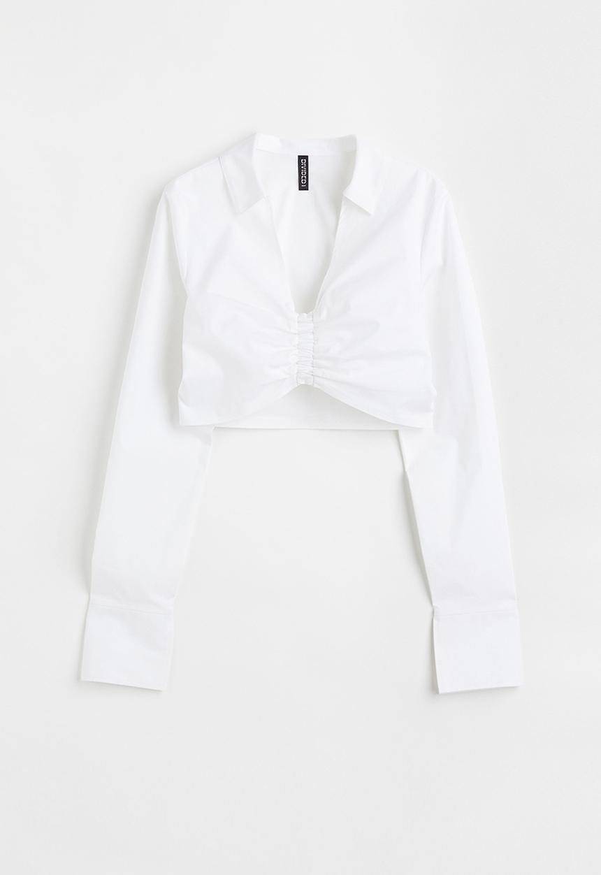 H&M - Cropped gathered shirt - white