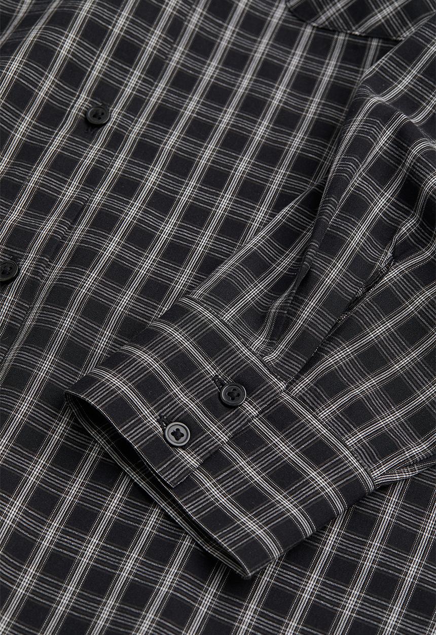 H&M - Oversized cotton shirt - black/white checked