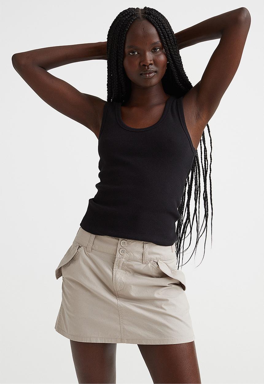 H&M - Ribbed vest top - black