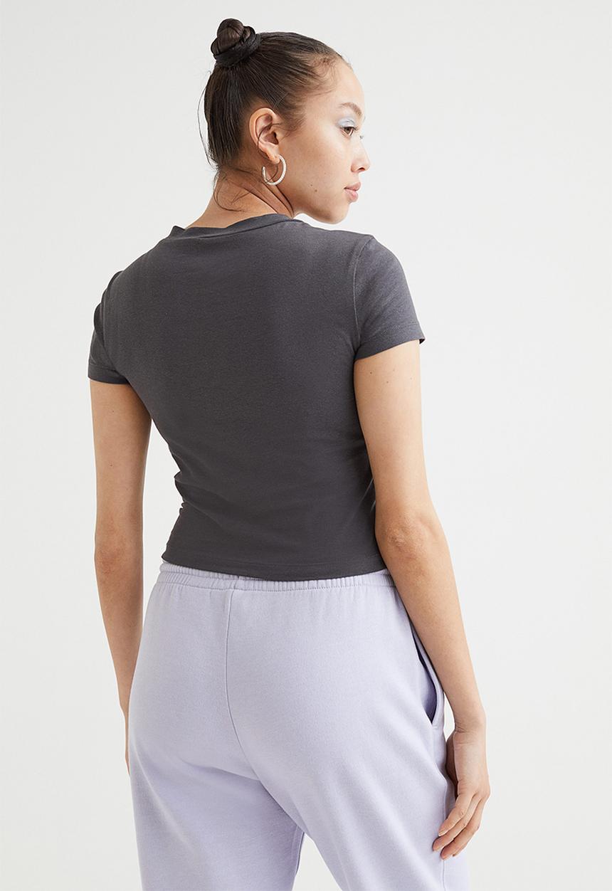 H&M - Cropped top - charcoal grey