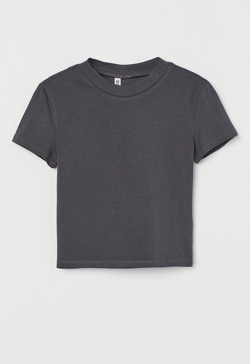 H&M - Cropped top - charcoal grey