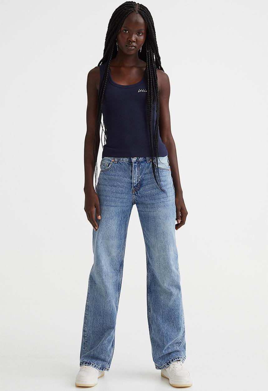 H&M - Ribbed vest top - dark blue/athletics