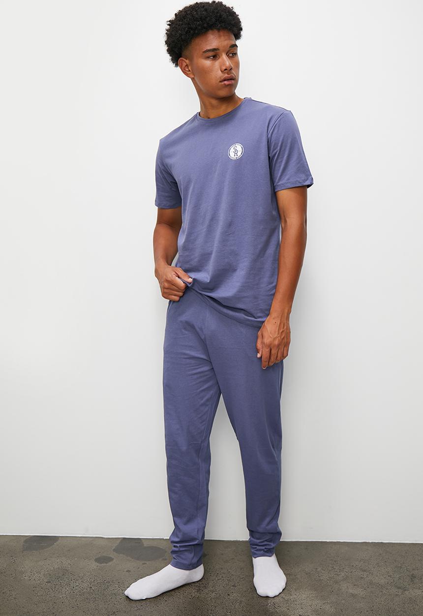 STYLE REPUBLIC - Logo night time knit lounge set - blue