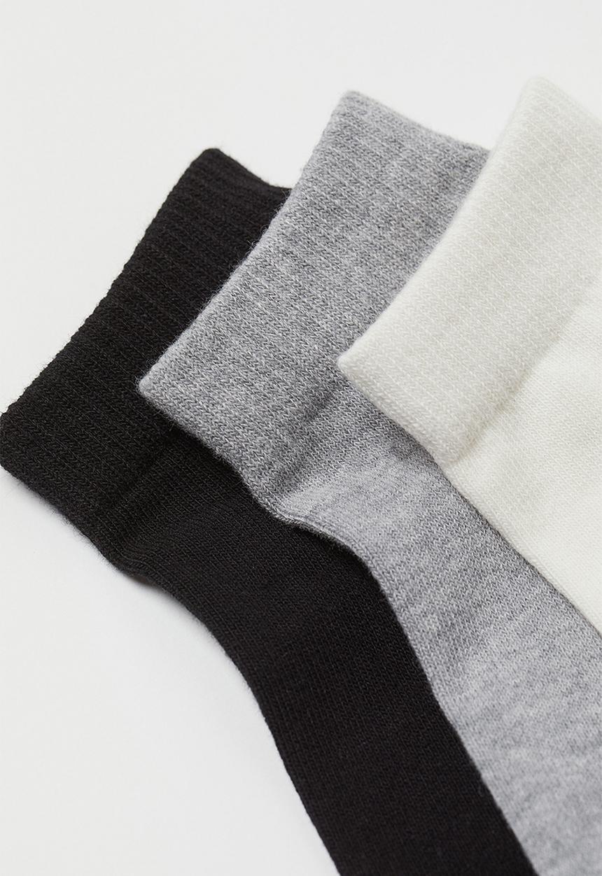 H&M - 5-pack cotton-blend socks - grey/black