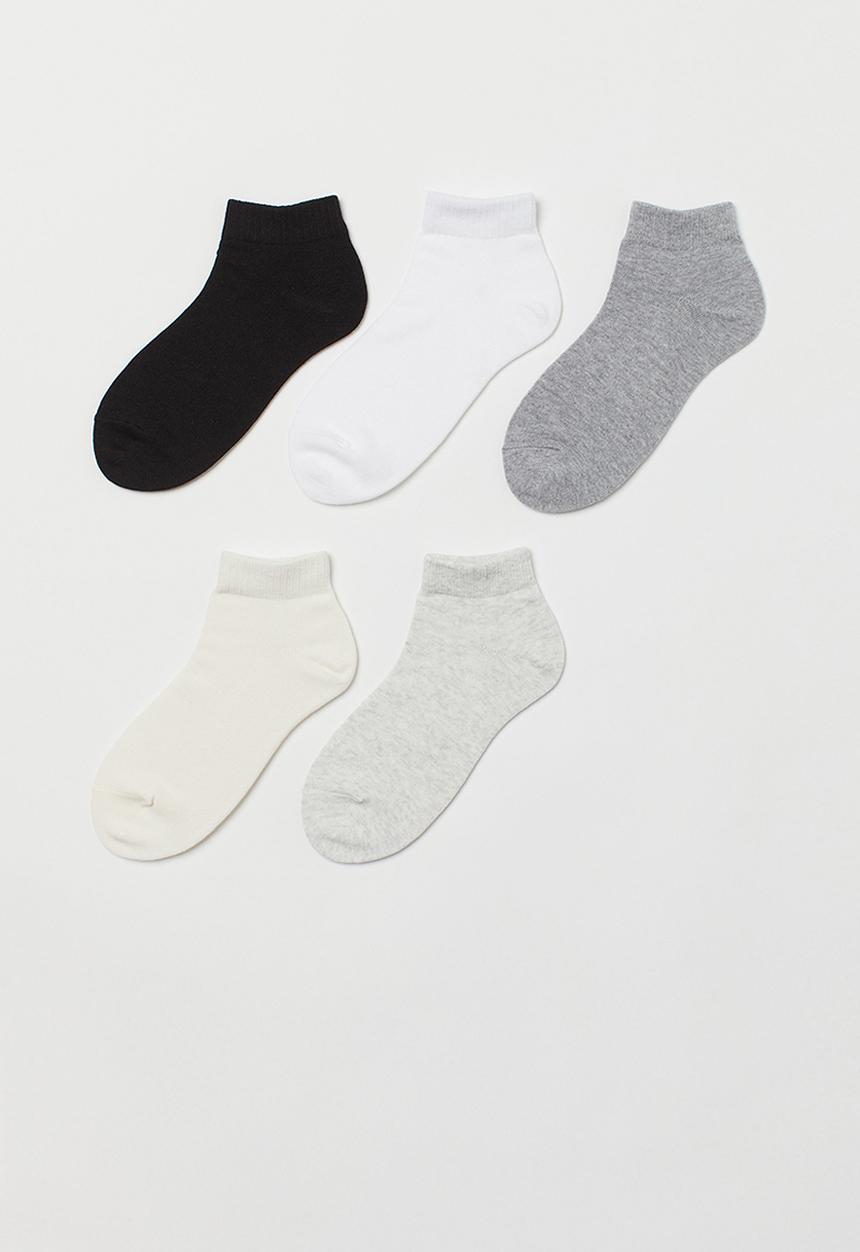 H&M - 5-pack cotton-blend socks - grey/black