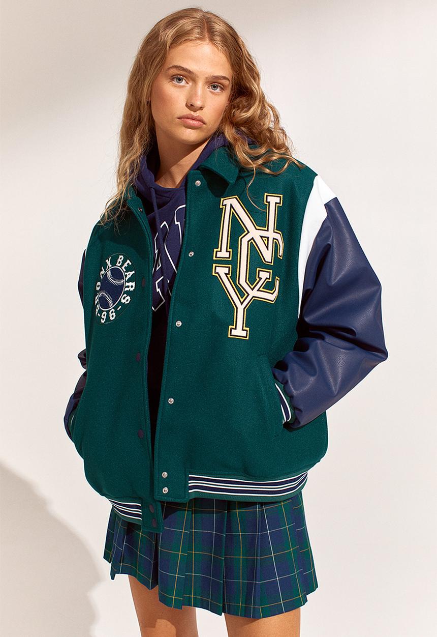 H&M - Baseball jacket - dark green/bronx bears