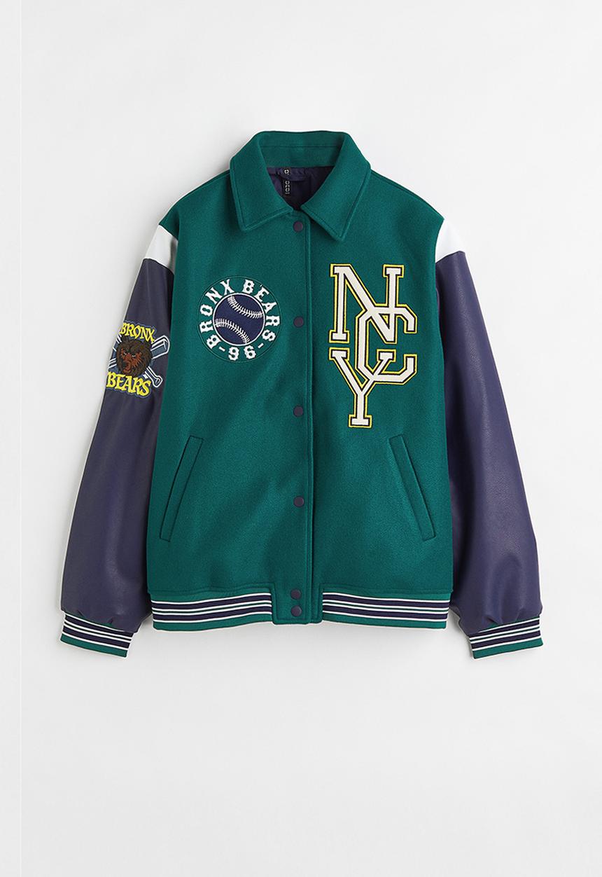H&M - Baseball jacket - dark green/bronx bears