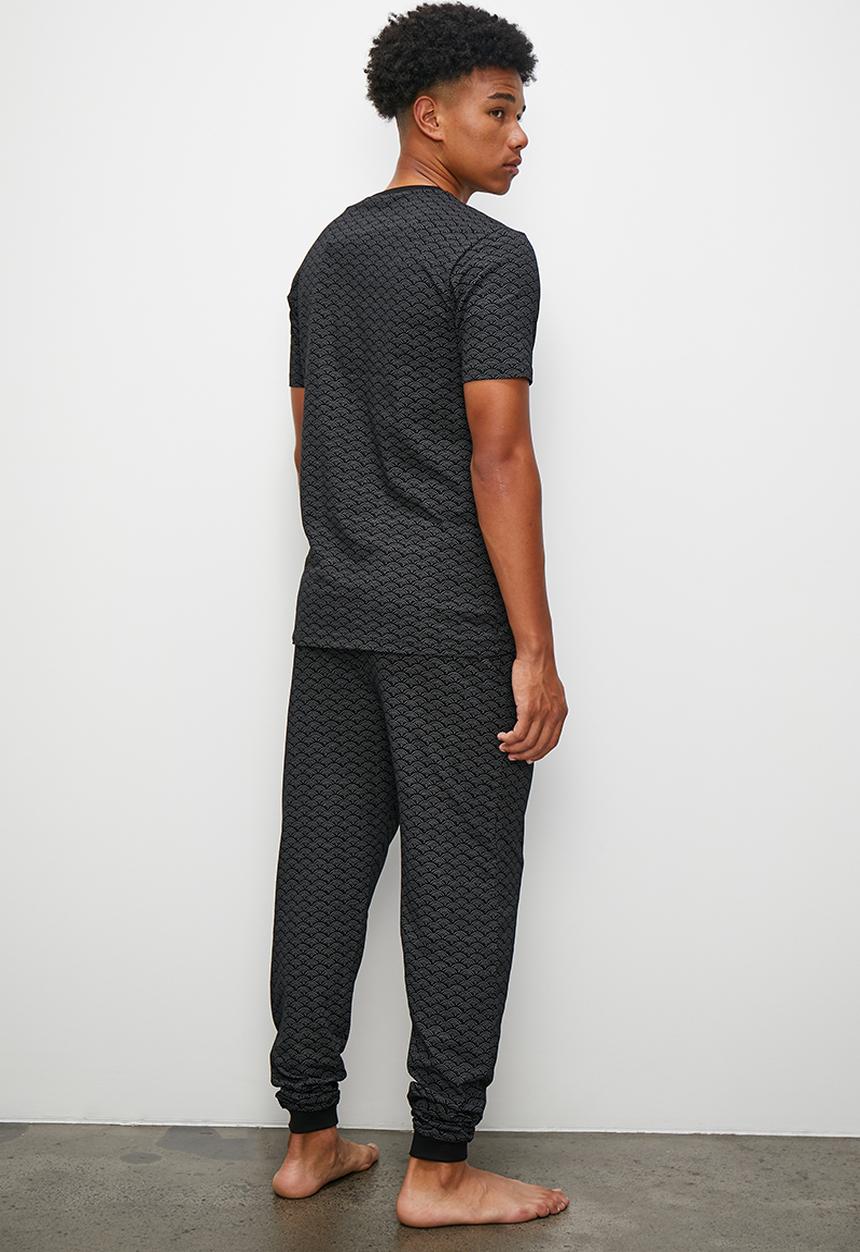 STYLE REPUBLIC - Printed knit lounge set - black & grey 