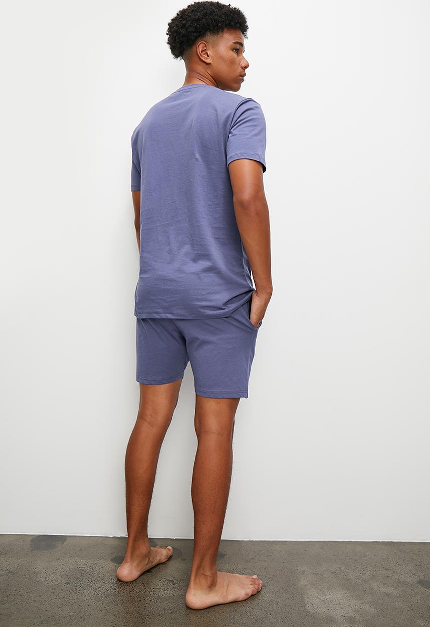 STYLE REPUBLIC - Logo tee & short lounge set - blue