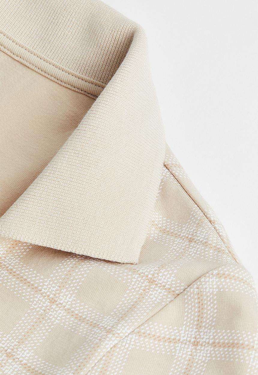 H&M - Collared bodycon dress - light beige/checked
