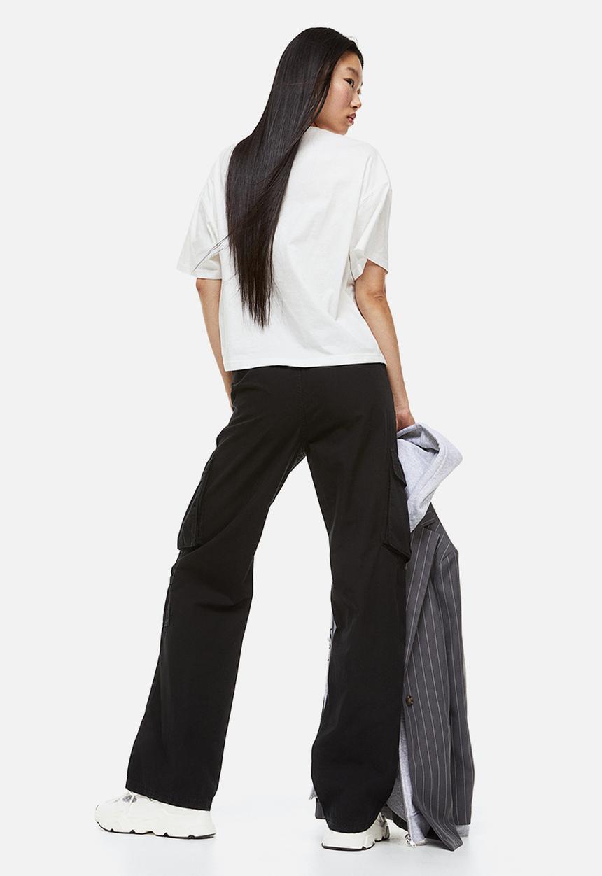 H&M - Canvas cargo trousers - black