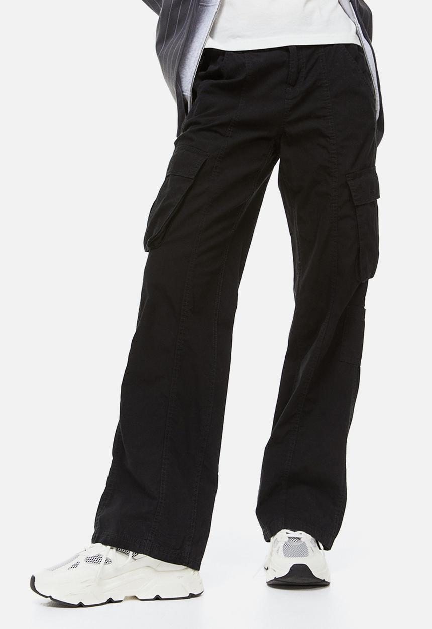 H&M - Canvas cargo trousers - black