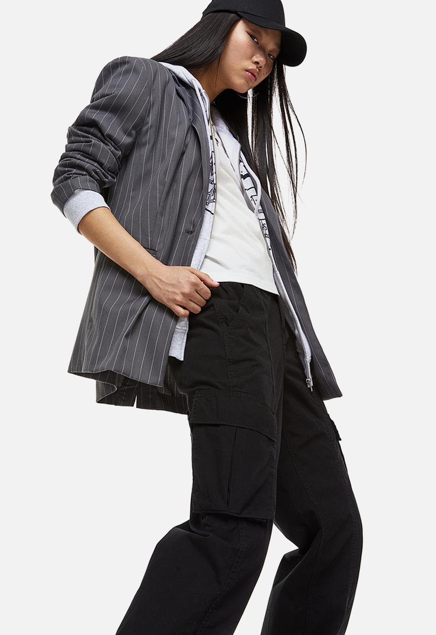 H&M - Canvas cargo trousers - black
