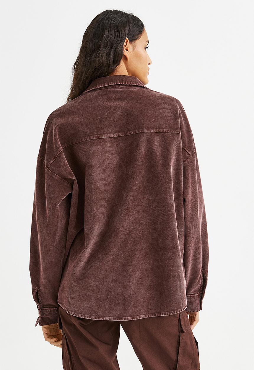 H&M - Oversized corduroy shirt - dark brown