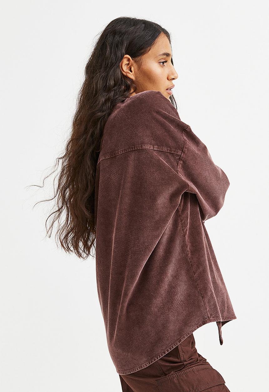 H&M - Oversized corduroy shirt - dark brown
