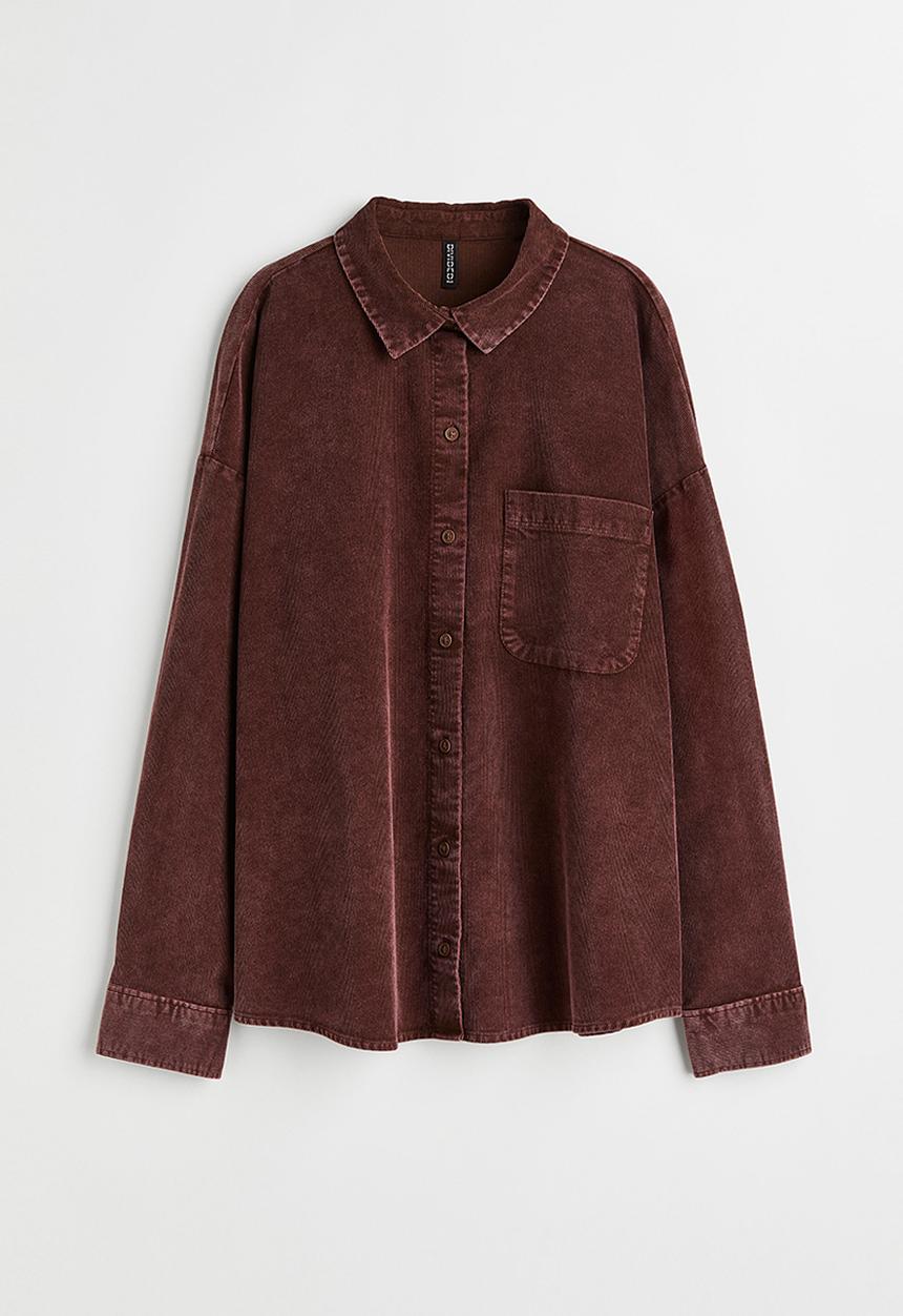 H&M - Oversized corduroy shirt - dark brown