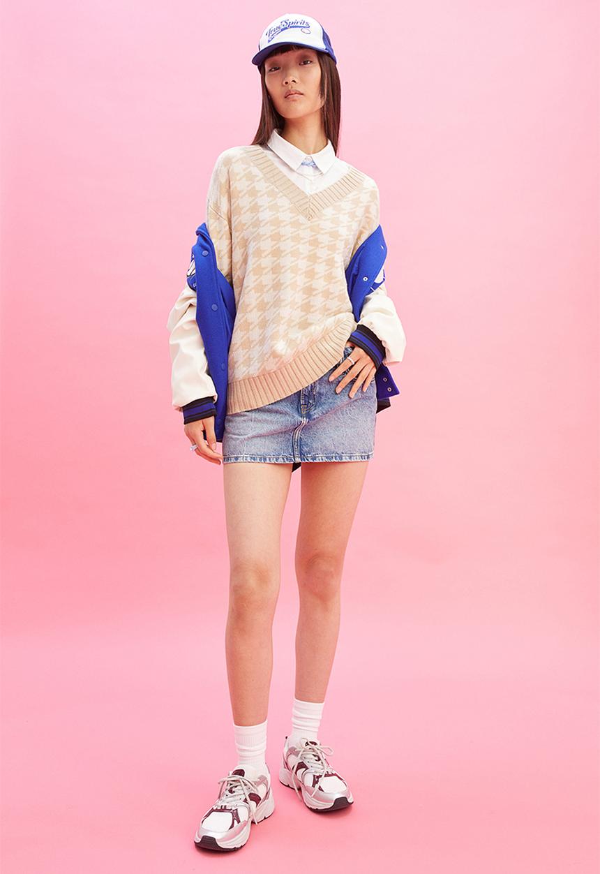 H&M - Jumper - light beige/dogtooth - patterned