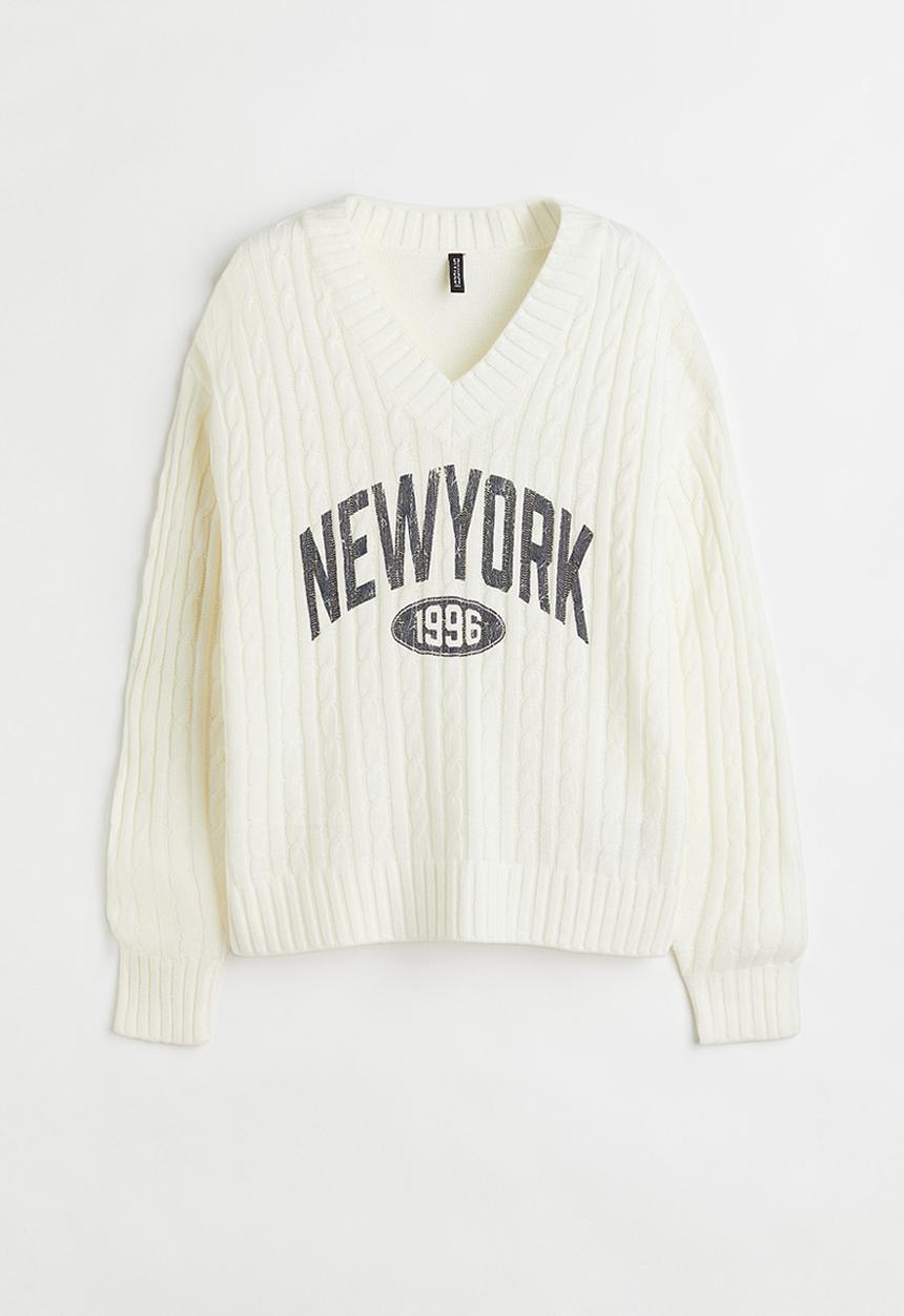 H&M - Jumper -  cream/new york