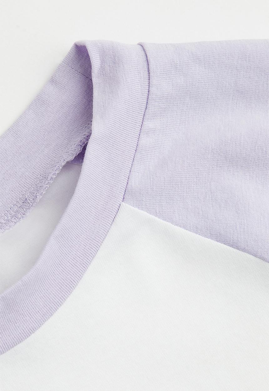 H&M - Cropped T-shirt - white/light purple