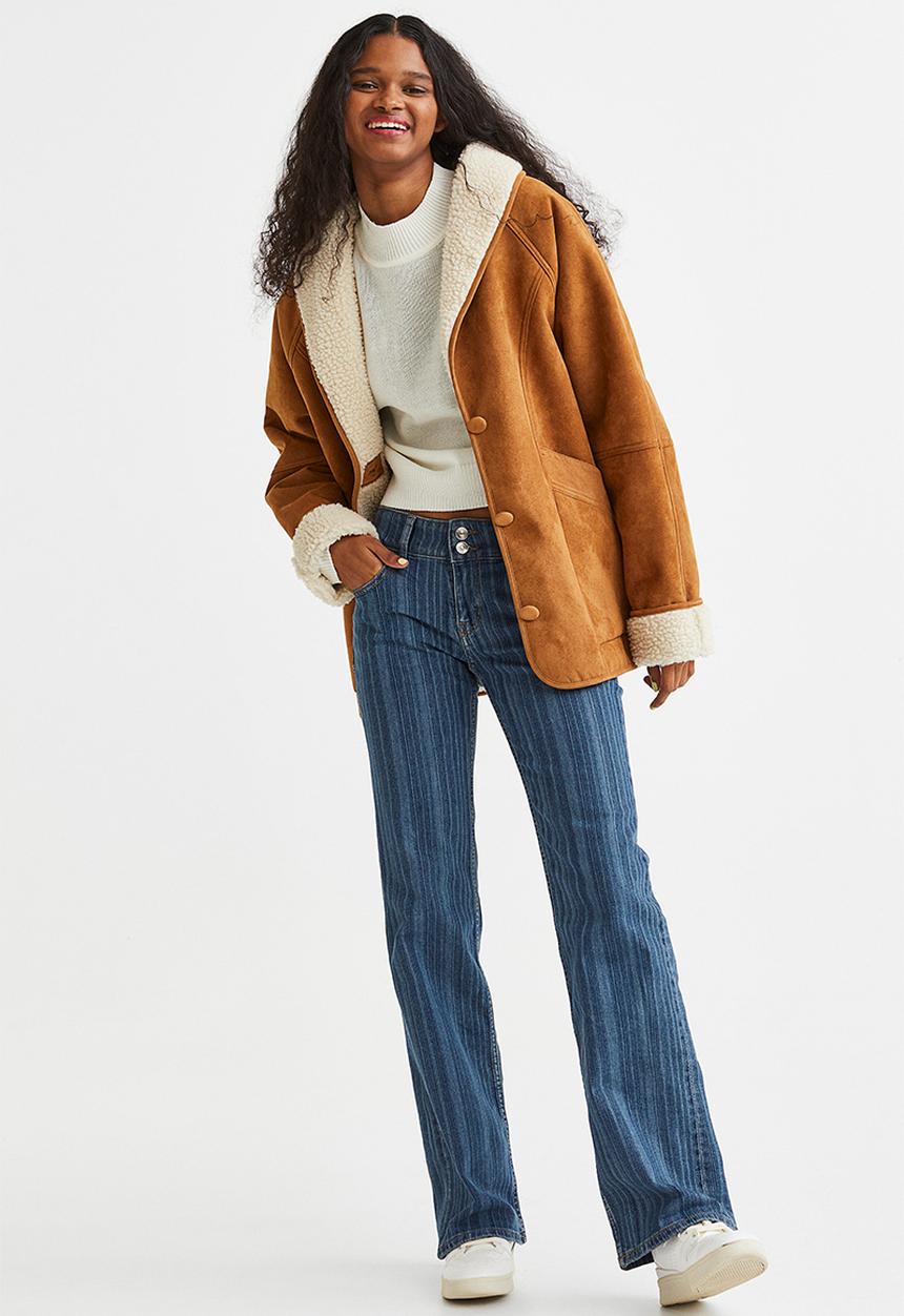 H&M - Flared low jeans - denim blue/striped