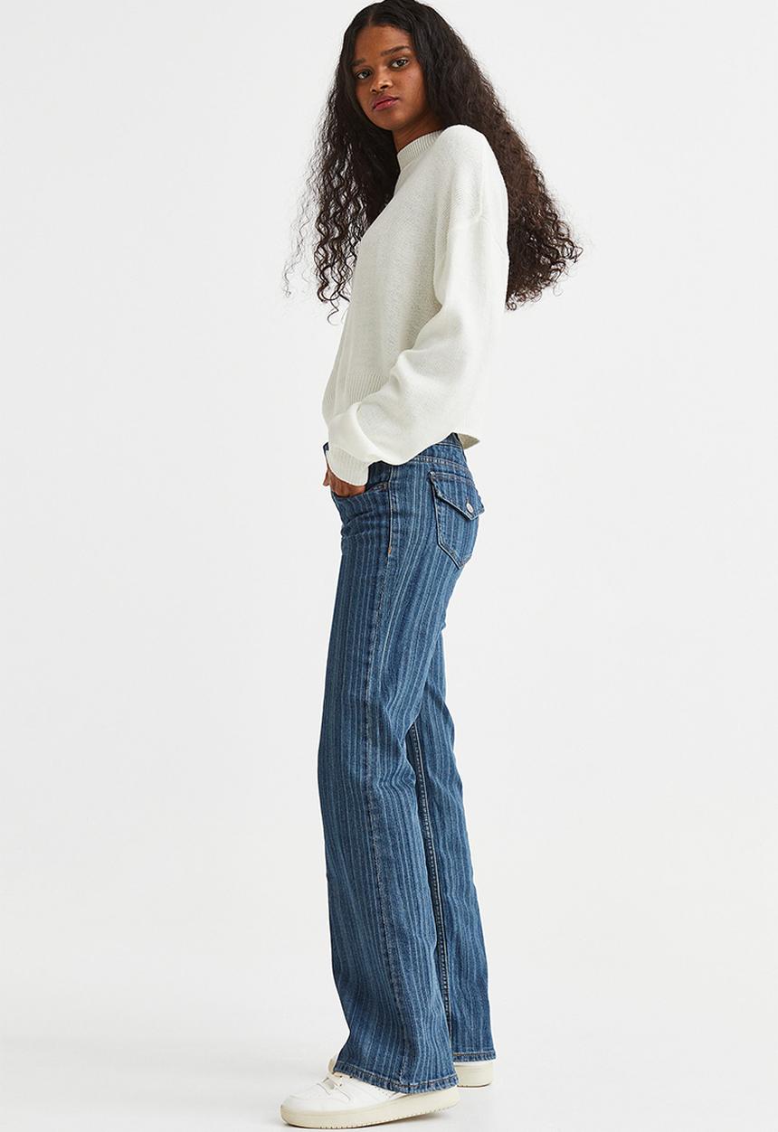 H&M - Flared low jeans - denim blue/striped