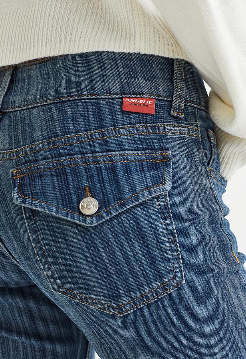 H&M - Flared low jeans - denim blue/striped