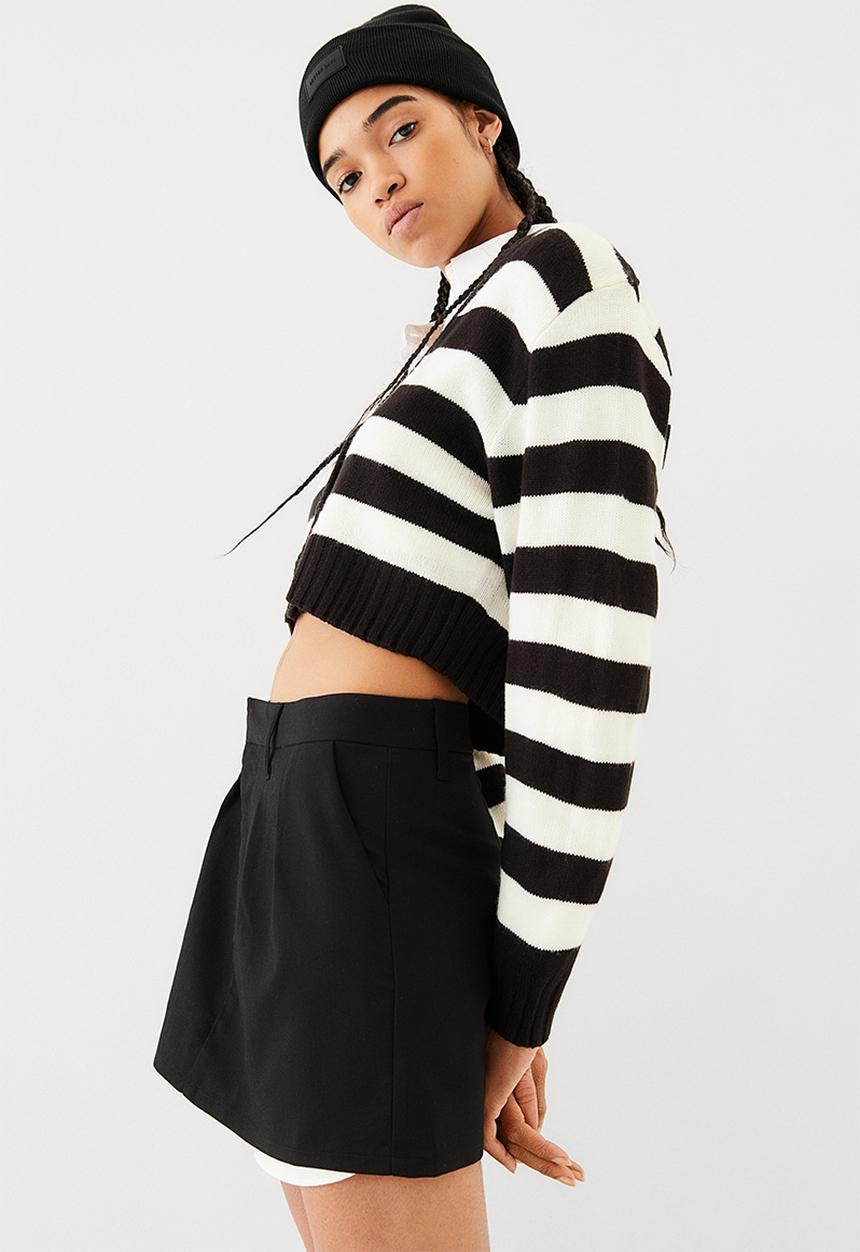 H&M - Short cardigan - black/striped